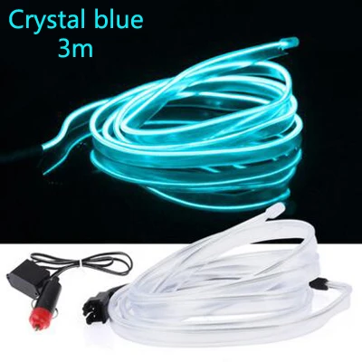 Автомобильный EL Wire светодиодный неоновый светодиодный светильник, светодиодная лента для hyundai solaris accent i30 ix35 elantra santa fe tucson getz - Цвет: Crystal Blue-3m