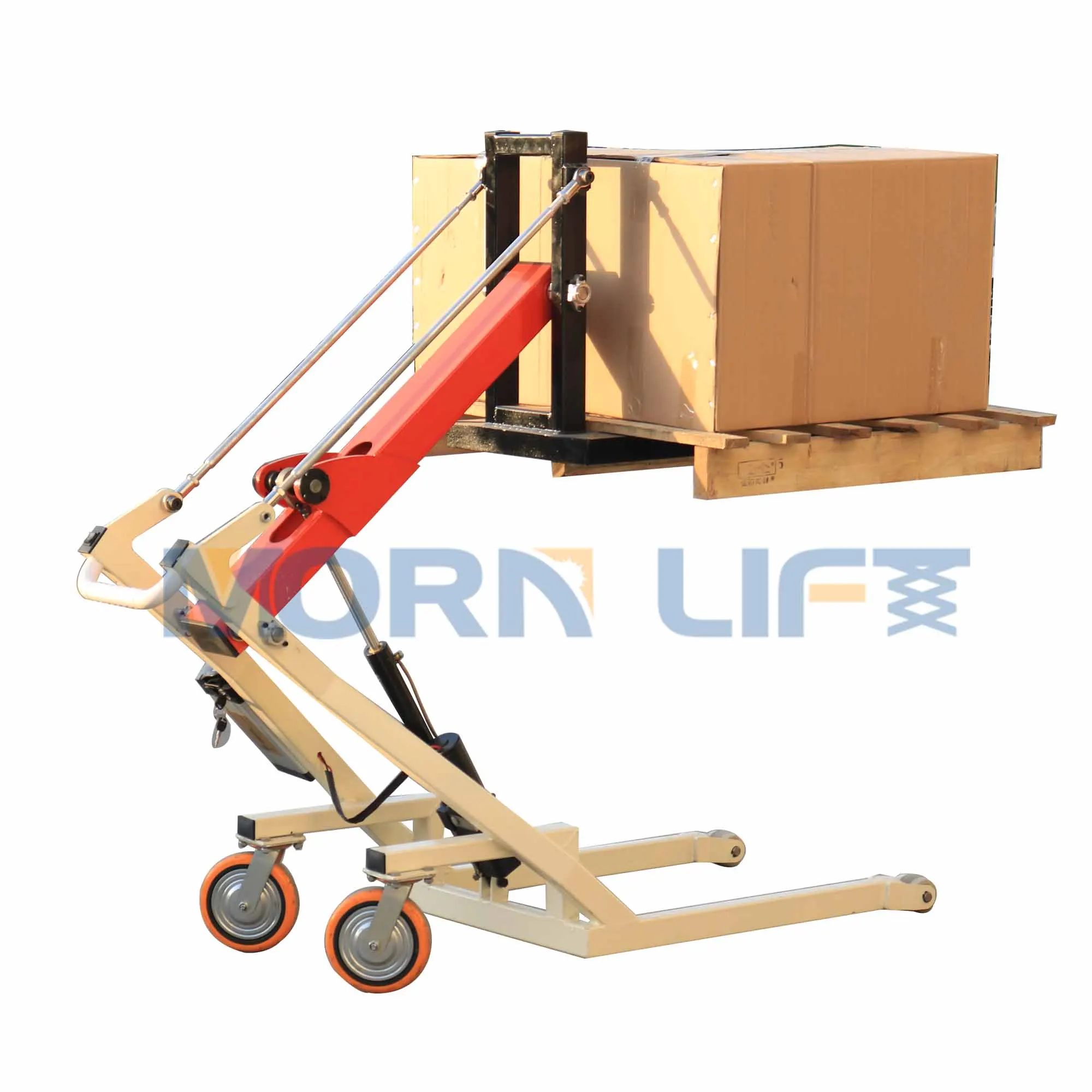 

Morn Forklift is designed to lift standard pallet with 500kg load capacity and 1500mm lifting height.