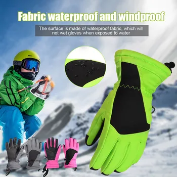 

Wholesale 1 Pair Ski Gloves Winter Gloves Kids Waterproof Full Finger Winter Warm Velvet Glove for Outdoor G66