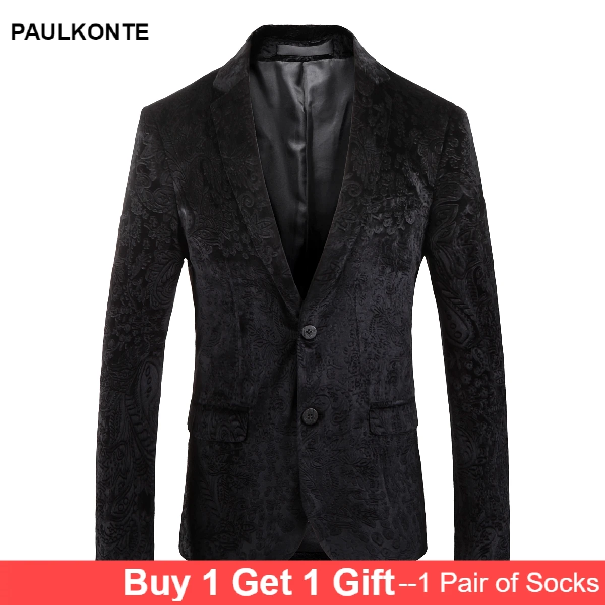PAULKONTE 2019 New Men Pattern Suit Dress Jacket Black Business Family Dinner High Quality Self Cultivation Temperament Clothing PAULKONTE 2019 New Men Pattern Suit Dress Jacket Black Business Family Dinner High Quality Self Cultivation Temperament Clothing