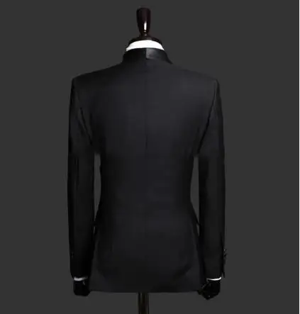 На заказ, приталенный черный двубортный костюм из 2 предметов, Мужской Блейзер, мужские свадебные костюмы, смокинги для жениха для мужчин(пиджак+ брюки+ Бант
