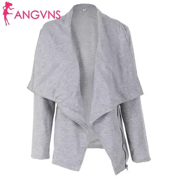 

Women Casual Turn-Down Collar Long Sleeve Solid Regular Zipper Autumn, Winter Closure Sweater Coat