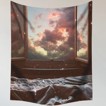 

Starry Sky Pink Tapestry Wall Hanging Star Moon Cloud Sweet INS Style Tapestries Cute Girls Women Drom Room Wall Home Deocr