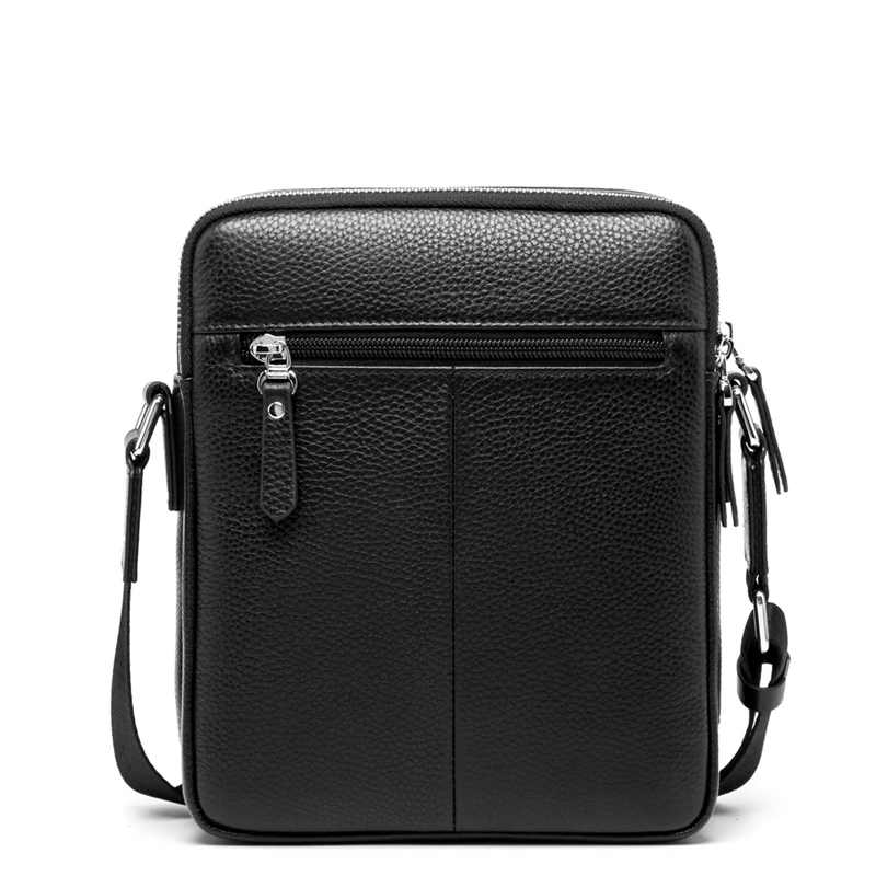 Classic Black Leather Men's Cross Body Satchel Bag