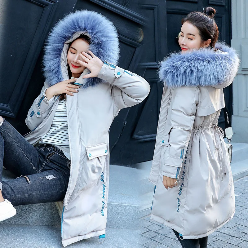 

Cotton-padded Clothes Women's Long 2019 Winter WOMEN'S Dress New Style Korean-style Slimming over-the-Knee down Jacket Cotton-pa