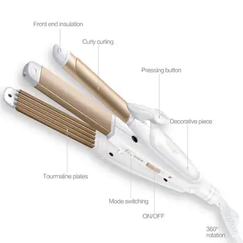 

3 In 1 Professional Hair Straightening & corrugation & Curling Flat Iron Hair Straightener Brush Salon Hair Styling Tools
