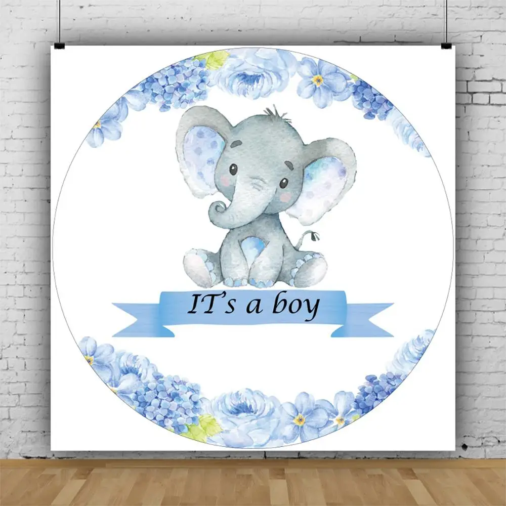

Laeacco Elephant Baby Shower Background Photography Baptism My First Communication Flowers Customized Poster Photo Backdrops