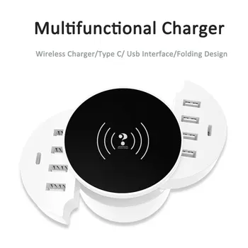 

Asunflower USB 8 Port Wall Charger Display Type C Hub Usb Wireless Charger For Iphone Xiaomi Samsung S10 Mobile Phone Chargers