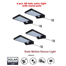 2/4pcs 48 LED Solar Street Light Auto PIR Motion Sensor Solar Garden Wall Lamp For Outdoor Waterproof Lighting security garden w