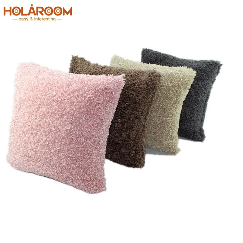 Soft Plush Cushion Cover Pure Color Chair Decor Cushion Covers Hairy