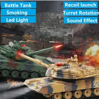 Simulation Smoking RC Battle Tank Crawler Light Remote Control Heavy Machine Tank One Key Smoke Artillery launch Boy Toy Gift 1