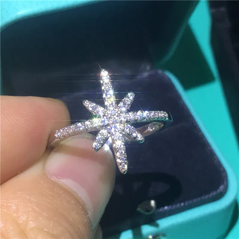 Кольцо choucong Ramantic Star Promise Женское кольцо из белого золота с микро покрытием AAAAA