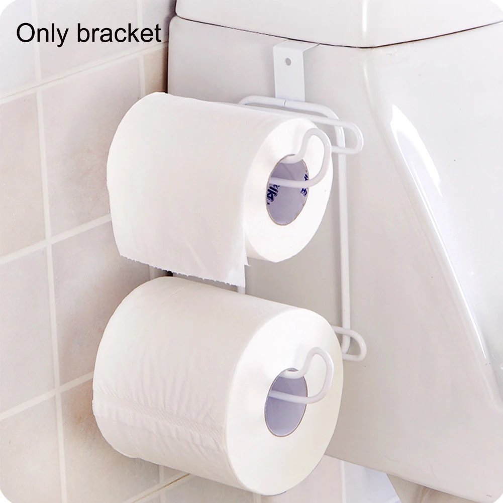 2 Layers Bathroom Toilet Seat Roll Paper Holder Hanging Organizer Stainless Steel Tissue Towel Shelf Kitchen Storage Rack Door