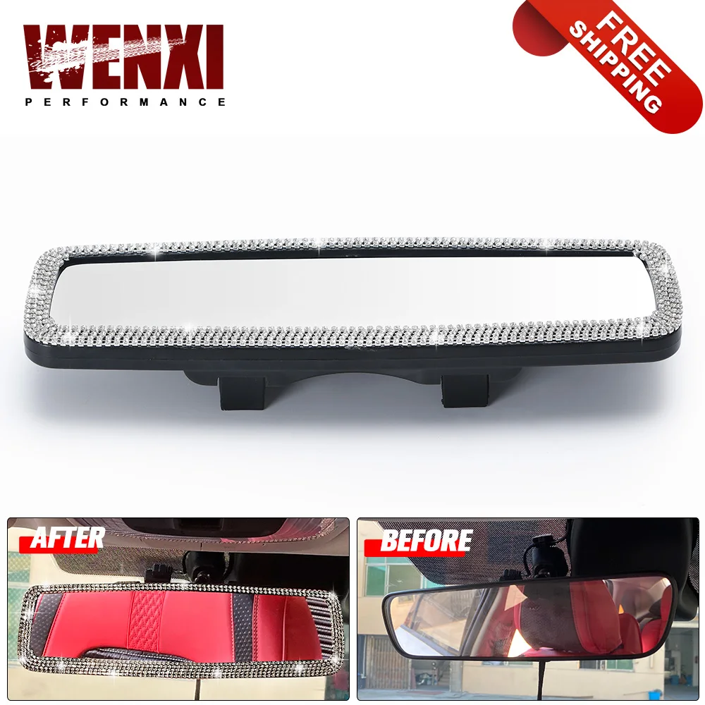 

Универсальный интерьер автомобиля аксессуары для зеркала заднего вида увеличенная видимость Роскошные Кристальные бриллианты Bling Стразы легко прикрепляются