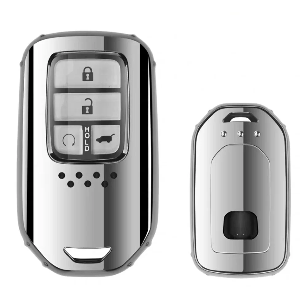 silver Дистанционный смарт-чехол для ключей, чехол для Honda, подходит для Civic, для HR-V, CRV, Odyssey Accord, 2013-, ТПУ, черный, автомобильный стиль - Название цвета: silver