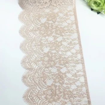 

3y/lot Width 24.50cm Beige With Foil Eyelash Lace Trim Shimmer For Clothing Accessory Dress Sewing Applique Costume Lace Fabric
