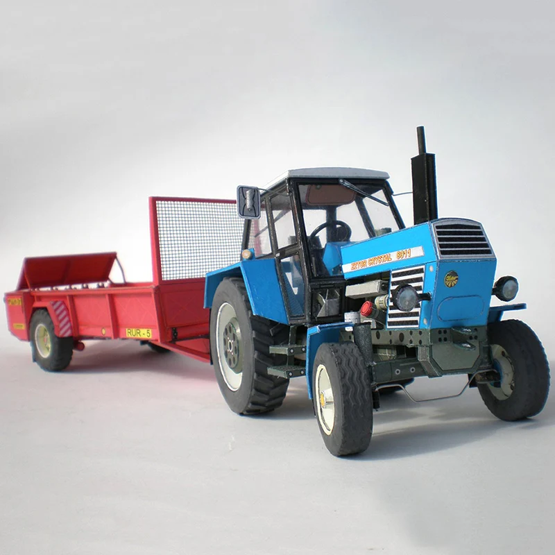 3D Paper Model Zetor Crysta 8011 Tractor 1:32 Czech Origami Art Folding 3D Paper Model Papercraft DIY Teens Adult Handmade Craft Toys ZX-025