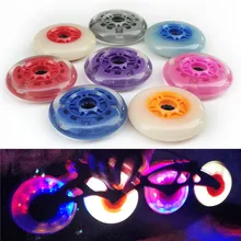 [100 мм x 24 мм светодиодный] 2 шт. прозрачные колеса для скутера 85A PU светодиодный Блестящий вспышка для скоростного катания на коньках ruedas 100 покрышки белый цветной светильник