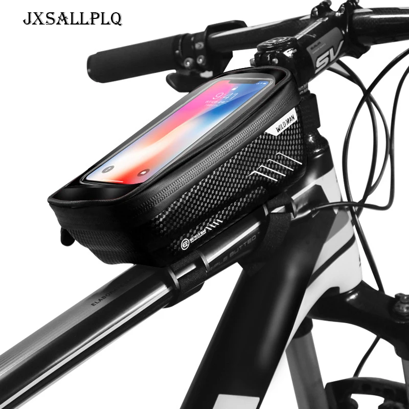 

JXSALLPLQ Outdoor Cycling Bicycle Bag 6.2 Inch Mountain Bike Touch Screen Front Beam Bag PU Transparent Rainproof Front Bag