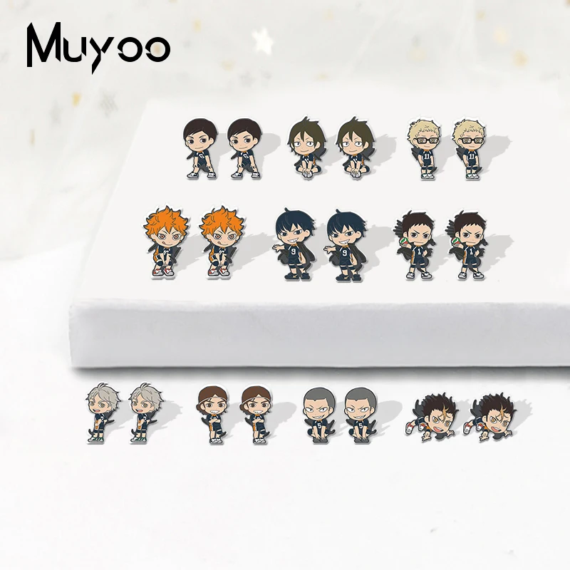 Новые серьги Haikyuu из эпоксидной смолы для мальчиков с воллейным мячом акриловые