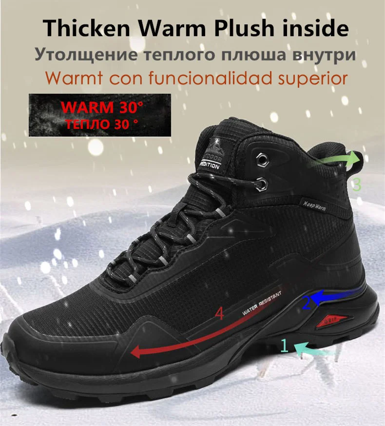 Warm Non-Slip Men's Winter Boots - High Quality for Outdoor Trekking - true deals club