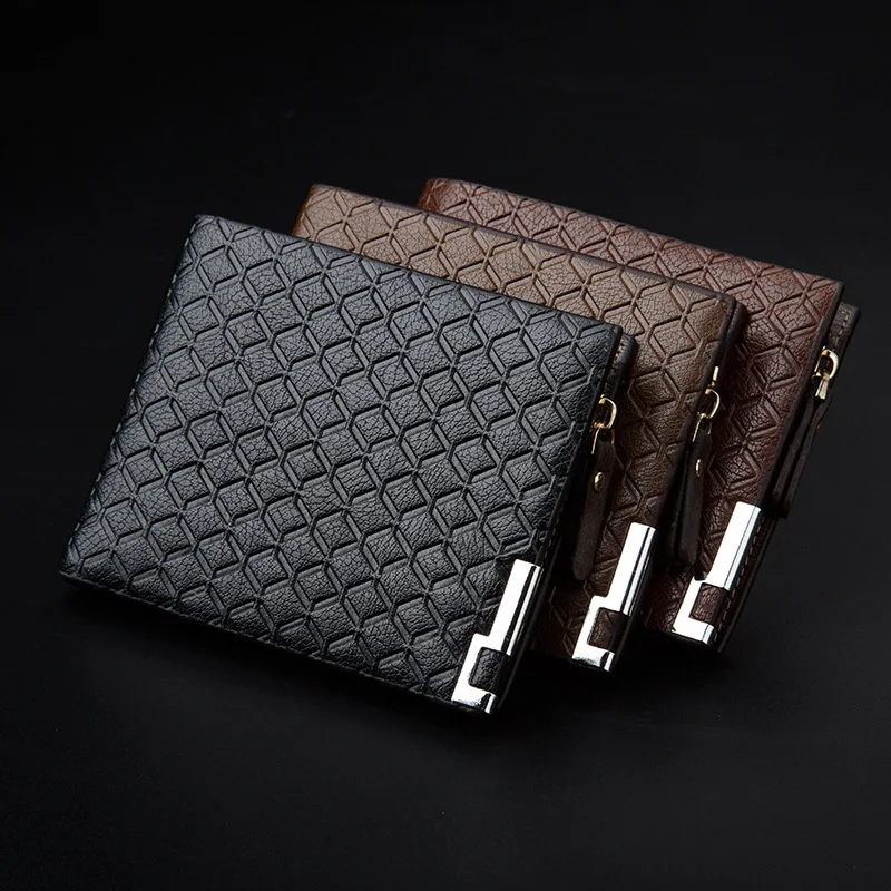 

Pidengbao Men Leather Wallet Coin Pocket Multifunctional Wallet Zipper Embossed Fashion Students Wallet Factory Direct Supply