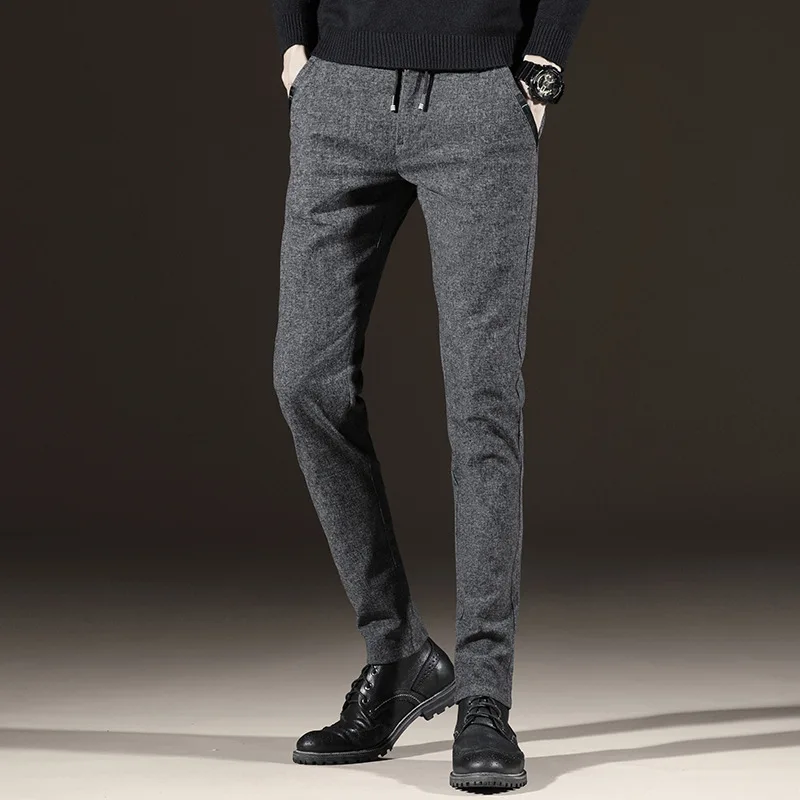 Новинка 2020 мужские повседневные клетчатые брюки деловые облегающие темно-серые