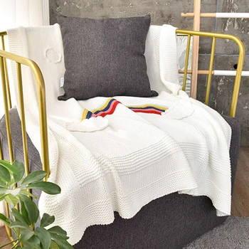 

1 Pcs Rainbow Blanket Home Blanket High Quality Knitted Blanket Air Conditioning Blanket Cute Rainbow Embroidery Nap Blanket