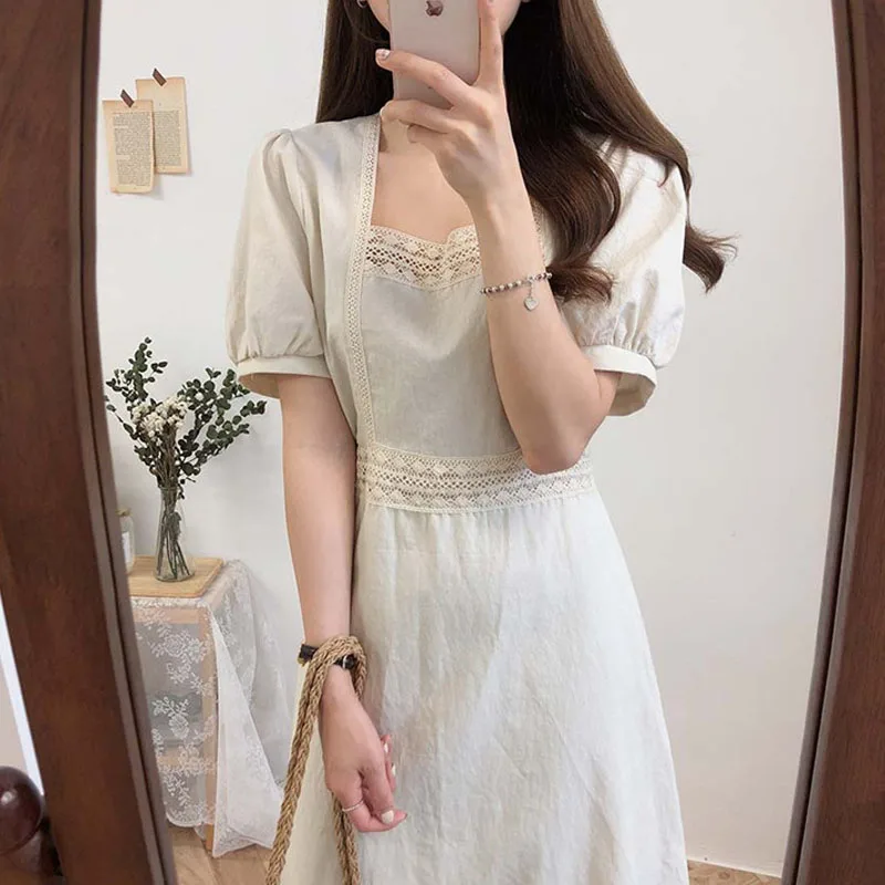 2020 Summer Dress Girls Boho Party Cotton Linen Female Plus Size Vintage Dress Blue Short Sleeve Women Dresses Femme Vestido
