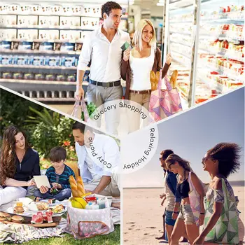 

Hot Unisex Foldable Handy Eco-Friendly Shopping Bag Reusable Tote Pouch Recycle Multi Printed Storage Handbags Sample Travel Bag
