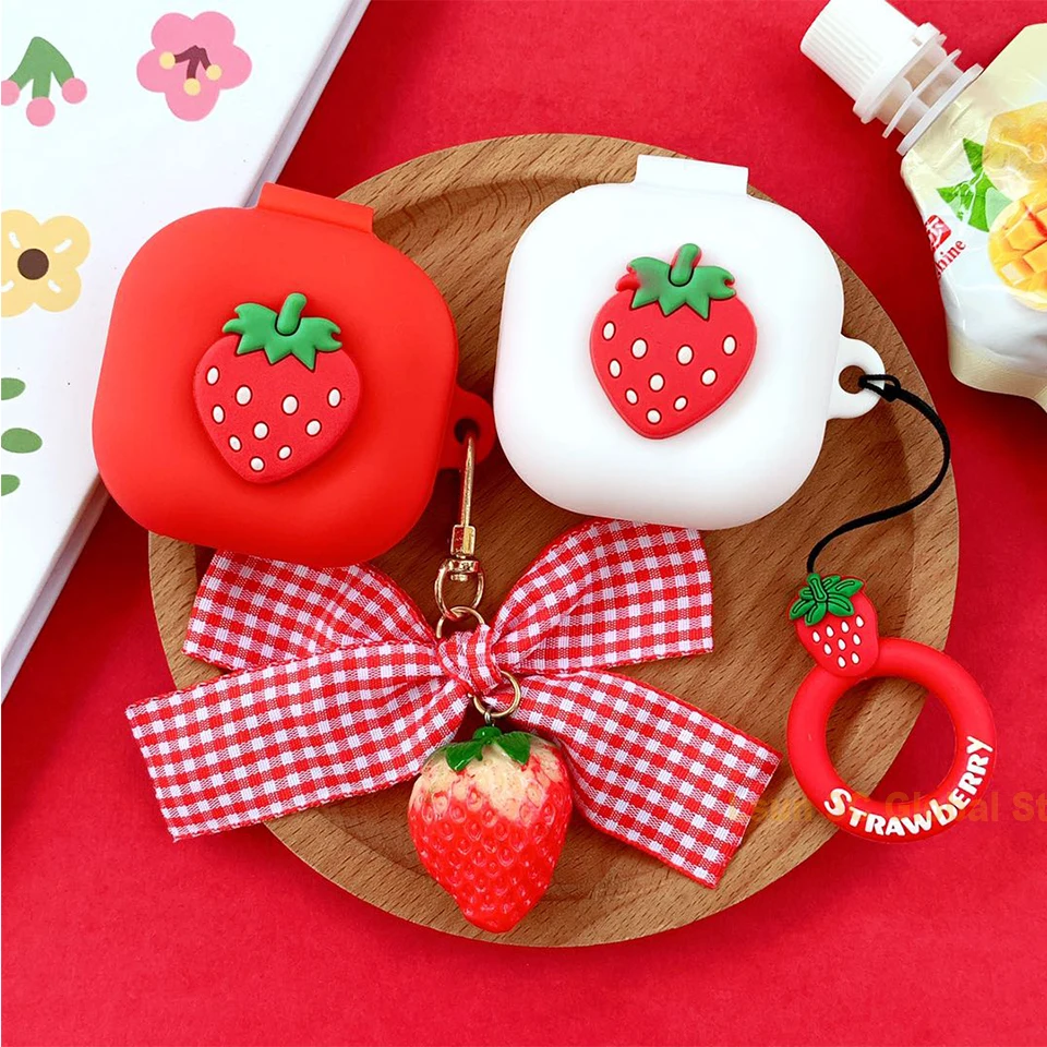 

Cute Strawberry Silicone Cover for Samsung Galaxy Buds Live 2020 Case Bluetooth Earphone Shockproof Protective Case Fresh Fruit