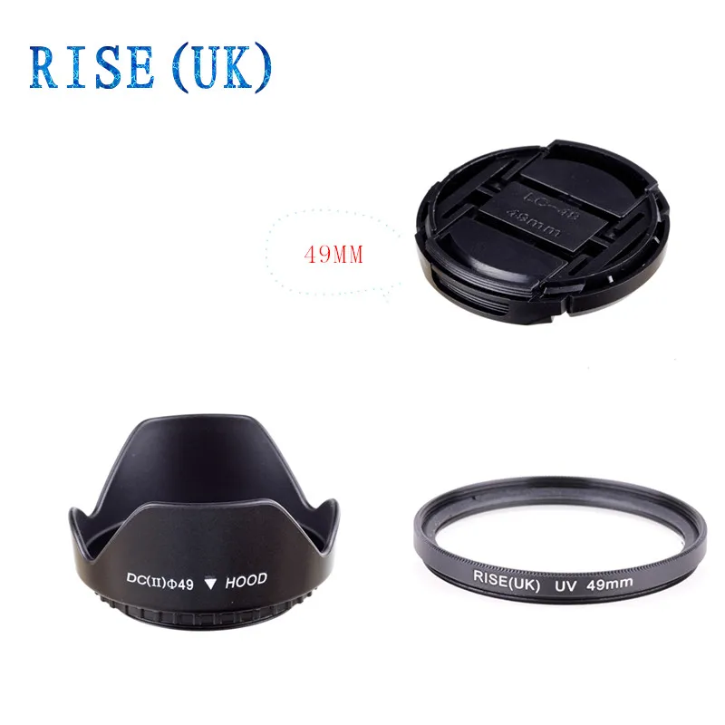 49 Millimetri Filtro Uv + Lens Cap Anteriore + Fiore Cappuccio Di Obiettivo Per Nikon D5600 D5500 D5300 D7500 D3400 D3300 D750 D5 E Nikon Af-P 18-55Mm