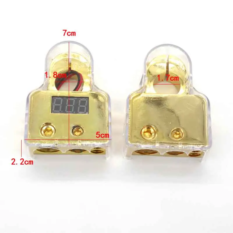 Комплект из 2 предметов, 0/4/8 Awg пара золото цифровой Батарея контактные зажимы с Встроенный светодиодный цифровой дисплей автомобиля на клемму аккумуляторной батареи