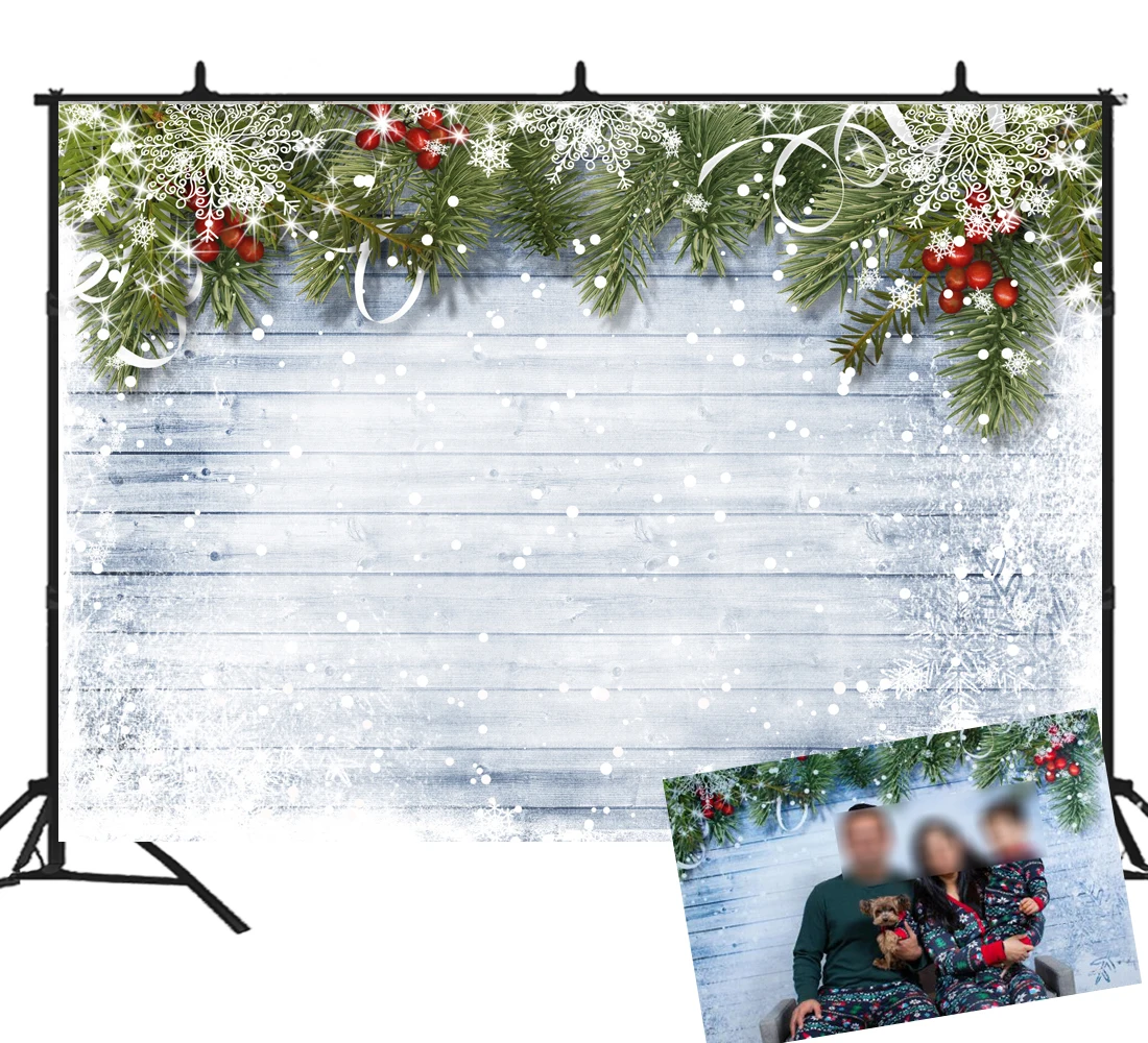 

BEIPOTOSnowflake Glitter Christmas Wood Photography Backdrop Xmas white Wooden Floor Background for Kids Photo Studio Booth b252