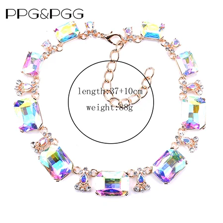 PPG& PGG 4 цвета, новинка, женское роскошное колье из красного стекла, стразы, колье, нагрудник, воротник, модное ювелирное изделие, женское колье, ожерелья - Окраска металла: ab crystal