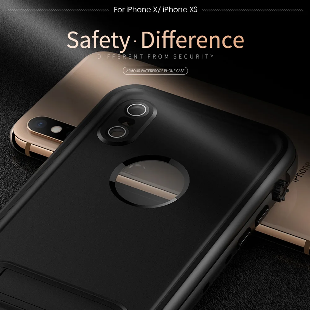 IP68 Водонепроницаемый чехол для iPhone X XS XR Плавание Дайвинг открытый противоударный чехол для iPhone XS Max полная защита с подставкой