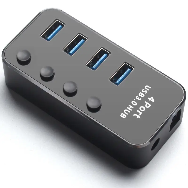 FFYY-алюминиевый сплав Многофункциональный USB 3,0 концентратор независимый переключатель светодиодный индикатор высокая скорость передачи 5 Гбит/с Поддержка горячей замены P