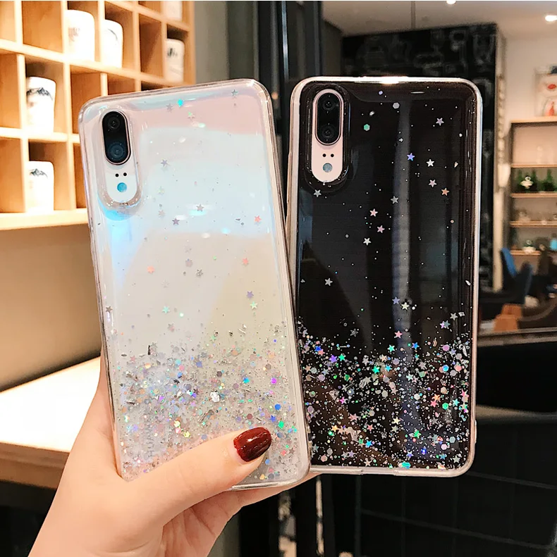 Мягкий силиконовый чехол сверкающий с блестками для huawei mate 20 P10 Plus P20 P30 Lite Pro honor V 10 20 Pro Lite Nova 3i 3 4 e Sequins Cover