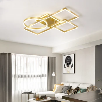 

Gold Aluminium Painted Modern LED Ceiling Lights Living Study Room Dimmable Parlor Foyer Lustres Lampadario Luminaire