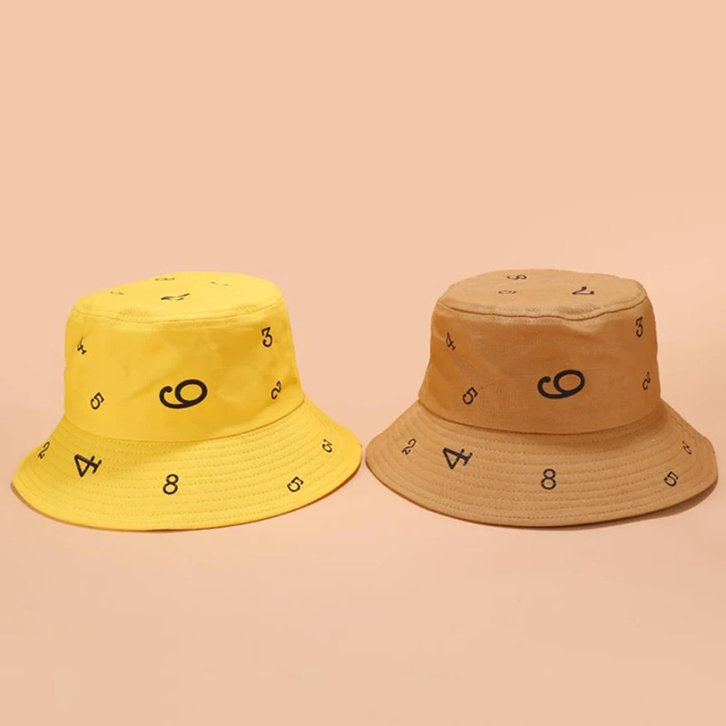 1PC Numbers 1 to 9 Bucket Hat For Men Women Fashion Outdoor Summer Lovers Flat Cap