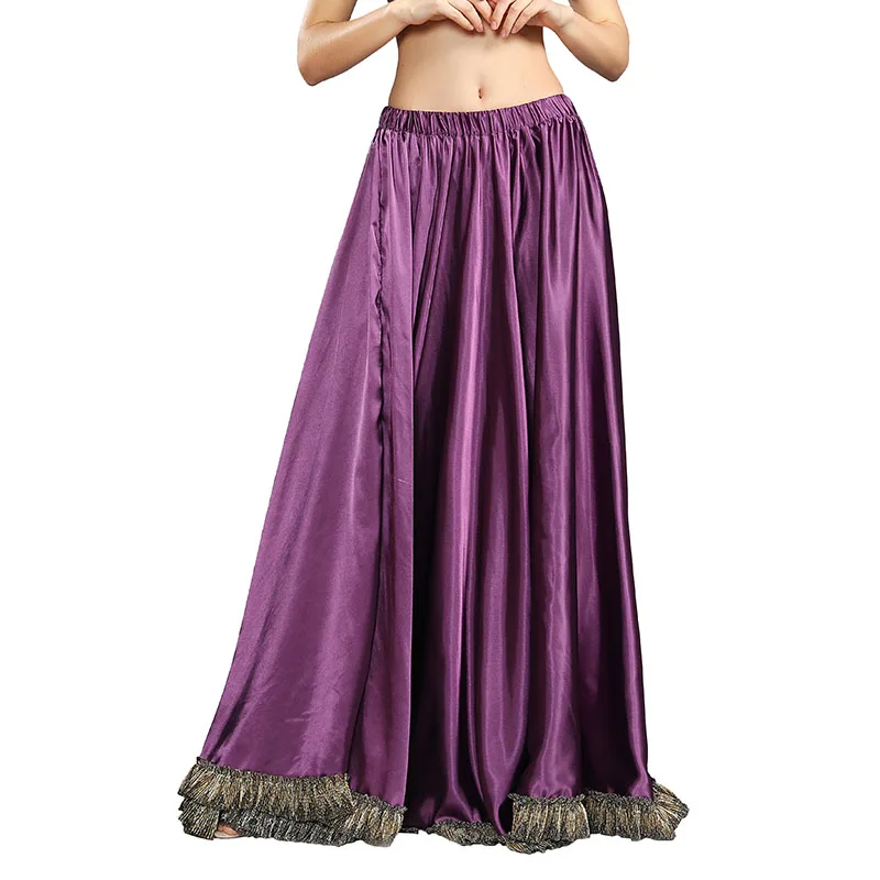 Восточный танец живота шифоновый богемный Племенной цыганские волны платье юбка для фламенко юбки полный круг юбки карнавал - Цвет: Фиолетовый