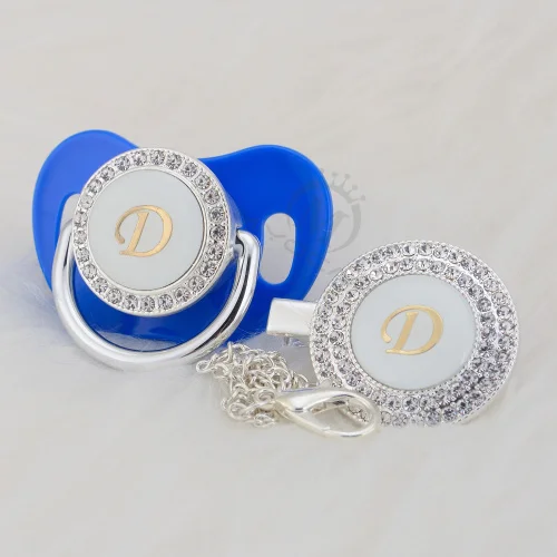 MIYOCAR bling имя инициалы буквы D Красивая шикарная соска и соска клип набор BPA бесплатно пустышка bling babyshower подарок LD-1 - Цвет: LD-6  0-6M