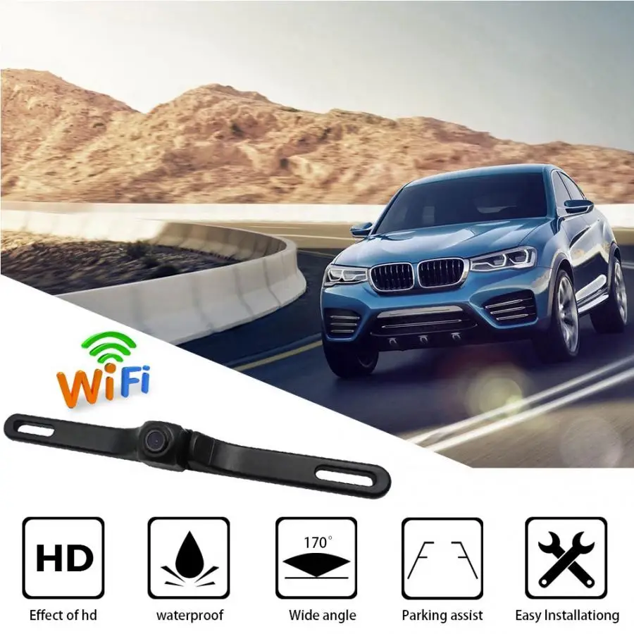 

achteruitrij camera 12 IR WiFi LED Car Rear View Reversing Camera License Plate Frame Back Up Car Accessories auto accessorie
