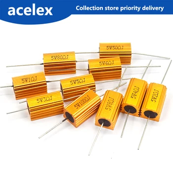 

2pcs 5W Aluminum Power Metal Shell Case Wirewound Resistor 0.1 ~ 10K 0.33 0.5 1 2 5 6 8 10 20 50 100 120 200 300 1K 5K 10K ohm