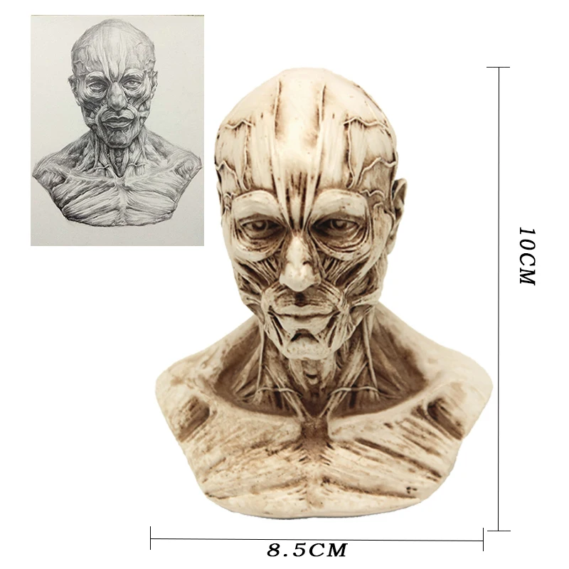 

P-flame Statue Sculpture Small Portrait 8.5 * 10cm Skull Resin Sculpture Retro Decorative Decoration Decorative Family Cafe bar