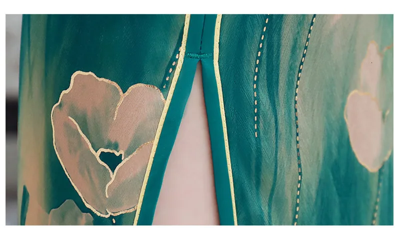 Sheng Coco зеленый китайский Cheongsam Qipao платья Свежий Женский Cheongsam короткий рукав китайское платье Новинка традиционная одежда