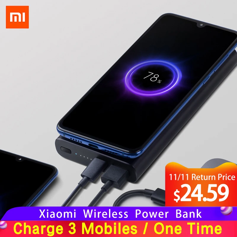 Acheter Original Xiao mi mi batterie externe sans fil 10000mAh Qi chargeur rapide PLM11ZM Powerbank batterie externe pour iPhone samsung mi téléphone