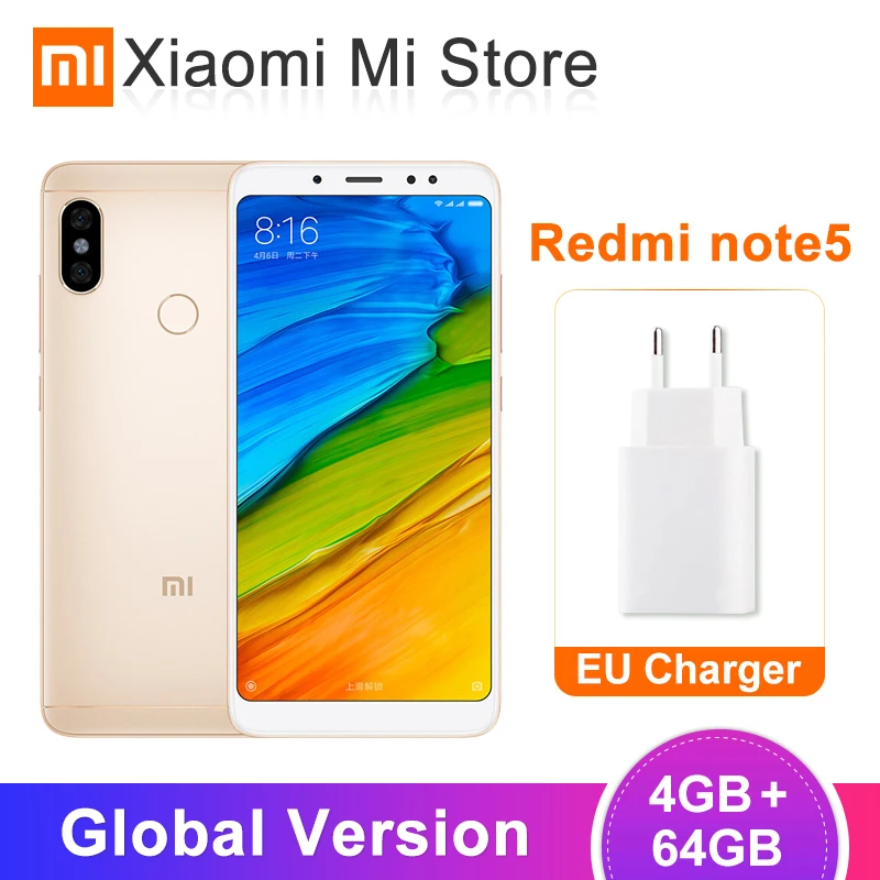 Глобальная версия Xiaomi Redmi Note 5 4GB Оперативная память 64 Гб Встроенная Смартфон