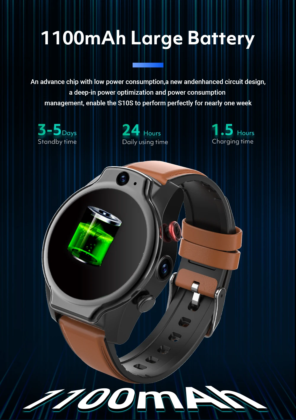 Original LEMFO LEM14 Smartwatch Android Dual Camera Smart Watch Bluetooth GPS Calorie Count Heart Monitor 50M Waterproof for Men