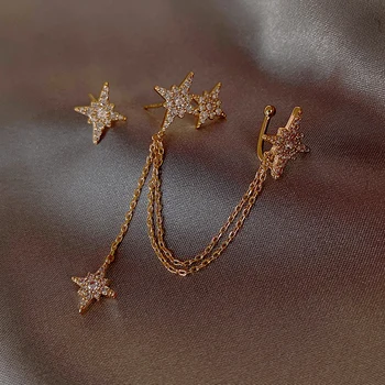 

Shiny Side New Accessories Irregular Crystal Star Stud Earrings for Women Gift Elegant Tassel Earrings